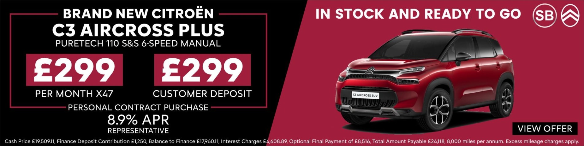 Q4 2024 C3 Aircross PLUS £299/£299 Banner