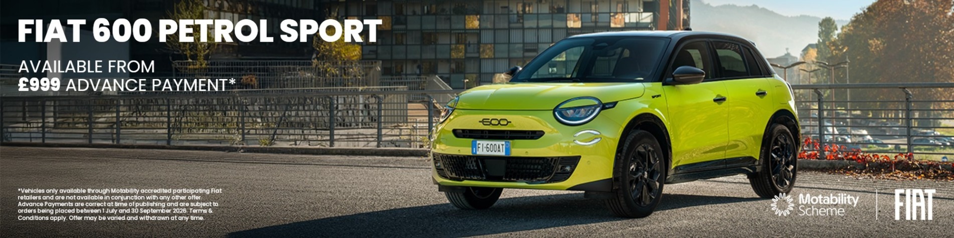 Fiat 600 Sport from £600 Advance Rental